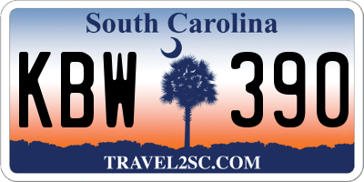SC license plate KBW390