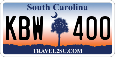 SC license plate KBW400