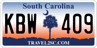 SC license plate KBW409