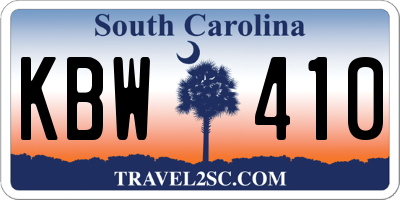 SC license plate KBW410