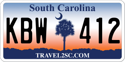 SC license plate KBW412