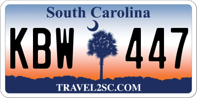 SC license plate KBW447
