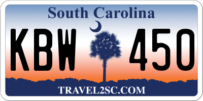 SC license plate KBW450