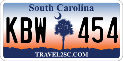 SC license plate KBW454