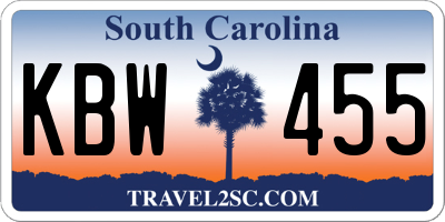 SC license plate KBW455