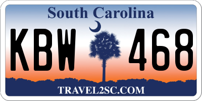SC license plate KBW468