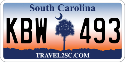 SC license plate KBW493