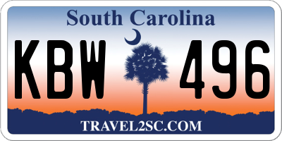 SC license plate KBW496