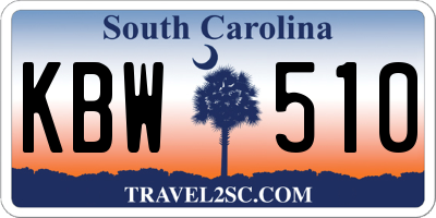 SC license plate KBW510