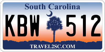 SC license plate KBW512