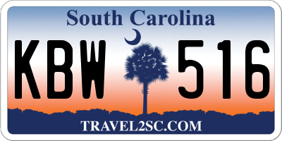 SC license plate KBW516