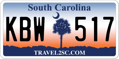 SC license plate KBW517