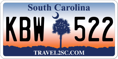 SC license plate KBW522
