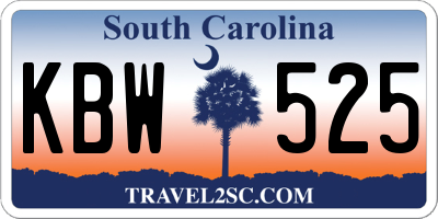 SC license plate KBW525