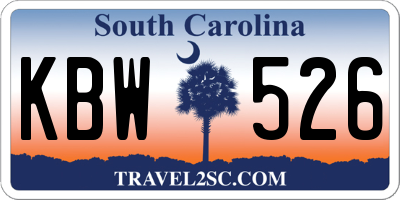 SC license plate KBW526