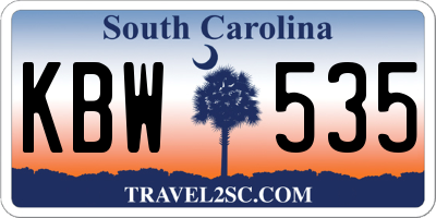 SC license plate KBW535