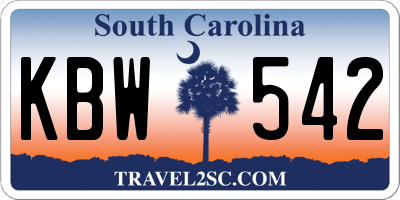 SC license plate KBW542