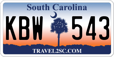 SC license plate KBW543