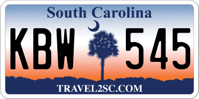 SC license plate KBW545