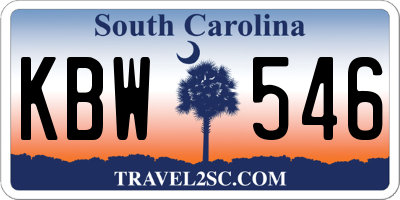 SC license plate KBW546