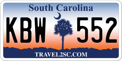 SC license plate KBW552
