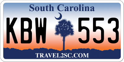 SC license plate KBW553