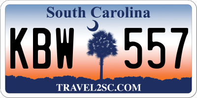 SC license plate KBW557