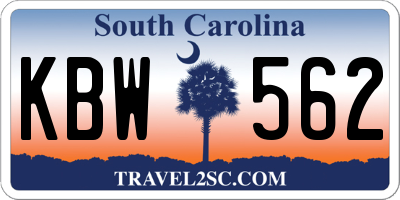 SC license plate KBW562