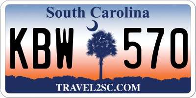 SC license plate KBW570