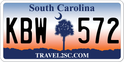 SC license plate KBW572