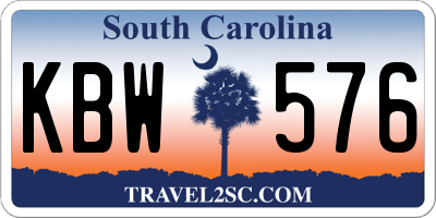 SC license plate KBW576