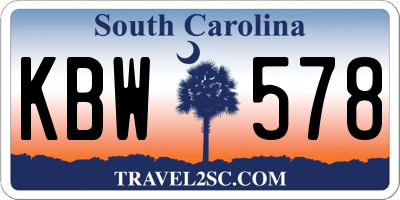 SC license plate KBW578
