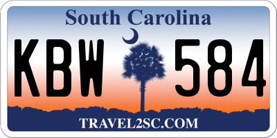 SC license plate KBW584