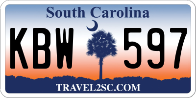 SC license plate KBW597