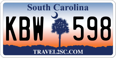 SC license plate KBW598
