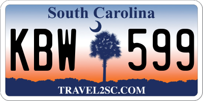 SC license plate KBW599