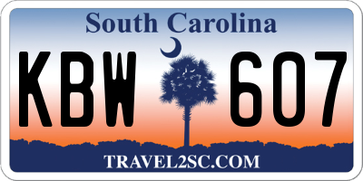 SC license plate KBW607