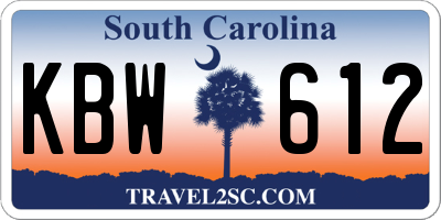 SC license plate KBW612