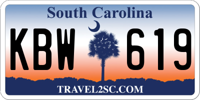 SC license plate KBW619
