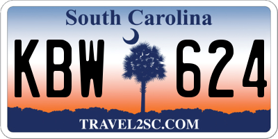 SC license plate KBW624