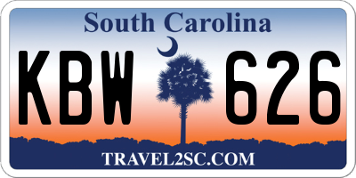 SC license plate KBW626