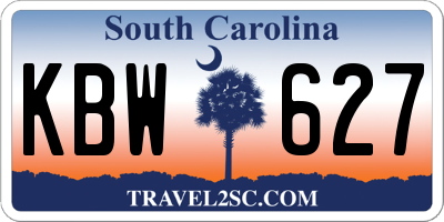 SC license plate KBW627