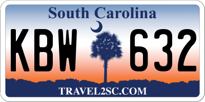 SC license plate KBW632