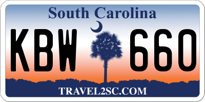 SC license plate KBW660