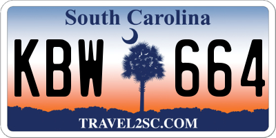 SC license plate KBW664
