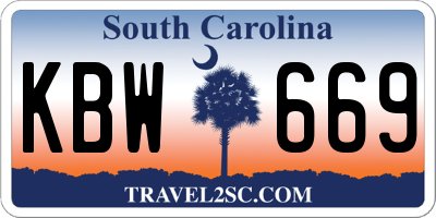 SC license plate KBW669