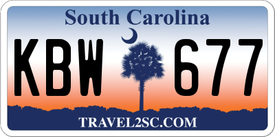SC license plate KBW677