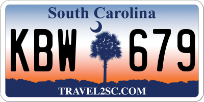 SC license plate KBW679