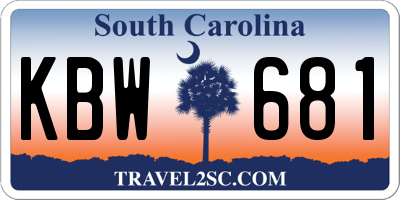 SC license plate KBW681
