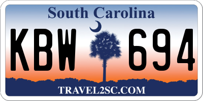 SC license plate KBW694